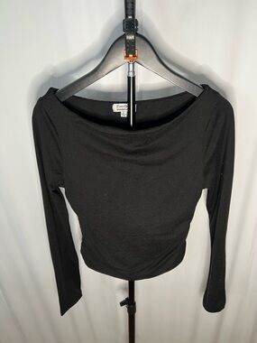 Faded Rose Black Long-Sleeve Boatneck Top